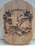 Houten snijplank met boerderij/wijn motief, Ophalen of Verzenden, Gebruikt