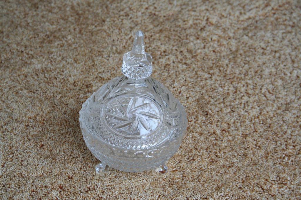 Vintage retro leuke  kristallen bonbonniere met deksel.., Antiek en Kunst, Ophalen of Verzenden