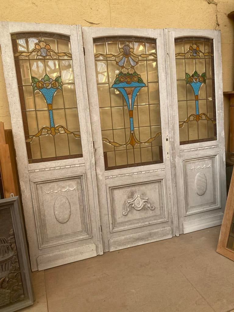 diverse oude deuren met loodglas, Ophalen of Verzenden