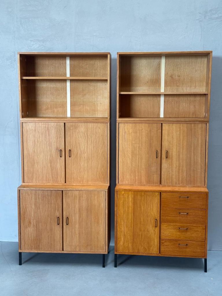 Vintage Teak Boekenkast Wandmeubel Simpla Lux / KK, Gebruikt, Met deur(en), X, 150 tot 200 cm