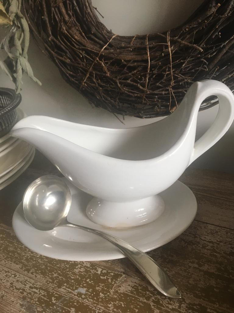 Vintage verzilverde sauslepel puntfilet, Ophalen of Verzenden