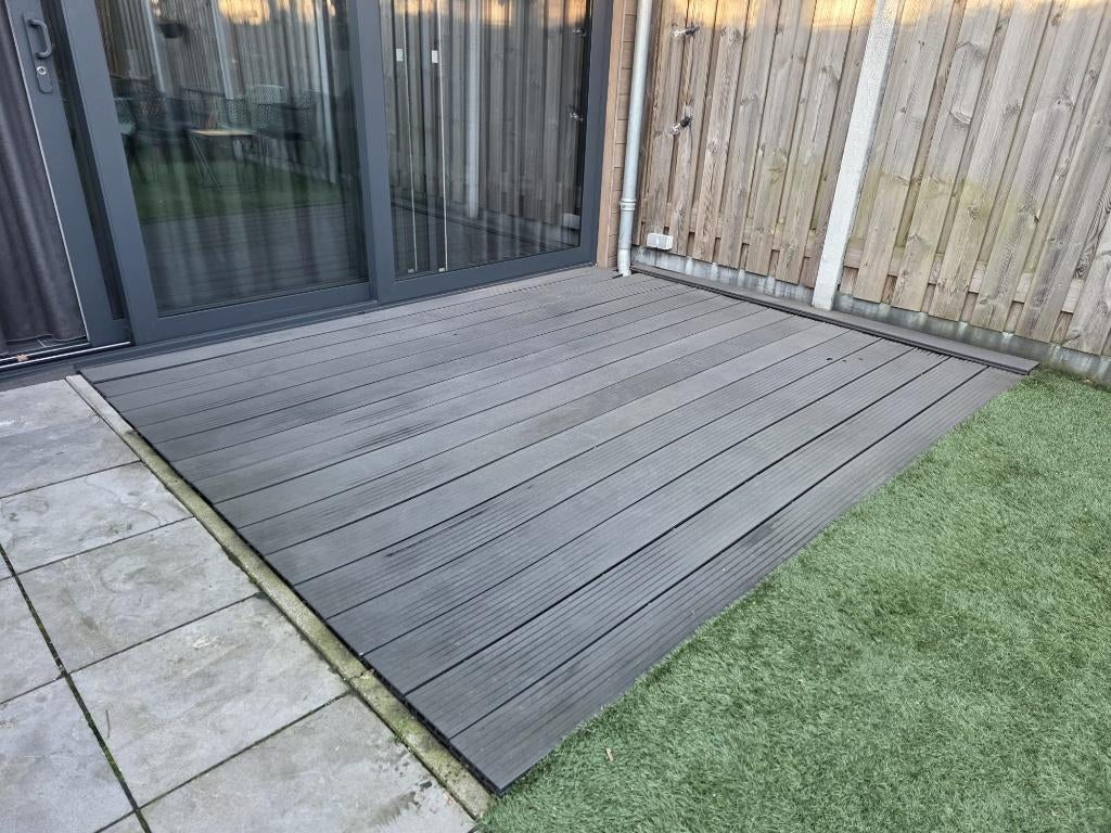 16 antraciet composiet vlonderplanken 305x14,5cm, Ophalen, Gebruikt, Composiet