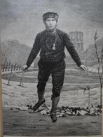 staalgravure schaatser Pieter Bruinsma wint Leeuwarden, 1886, Verzenden