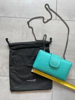 Paper mint turquoise slangenhuid clutch met ketting, Ophalen of Verzenden, Zo goed als nieuw, Overige kleuren, Schoudertasje