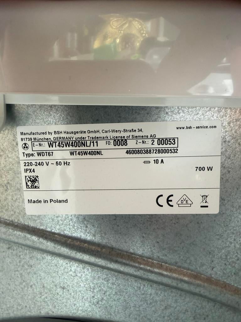 Siemens wasmachine en wasdroger, Witgoed en Apparatuur, 8 tot 10 kg, Ophalen, Gebruikt, 85 tot 90 cm