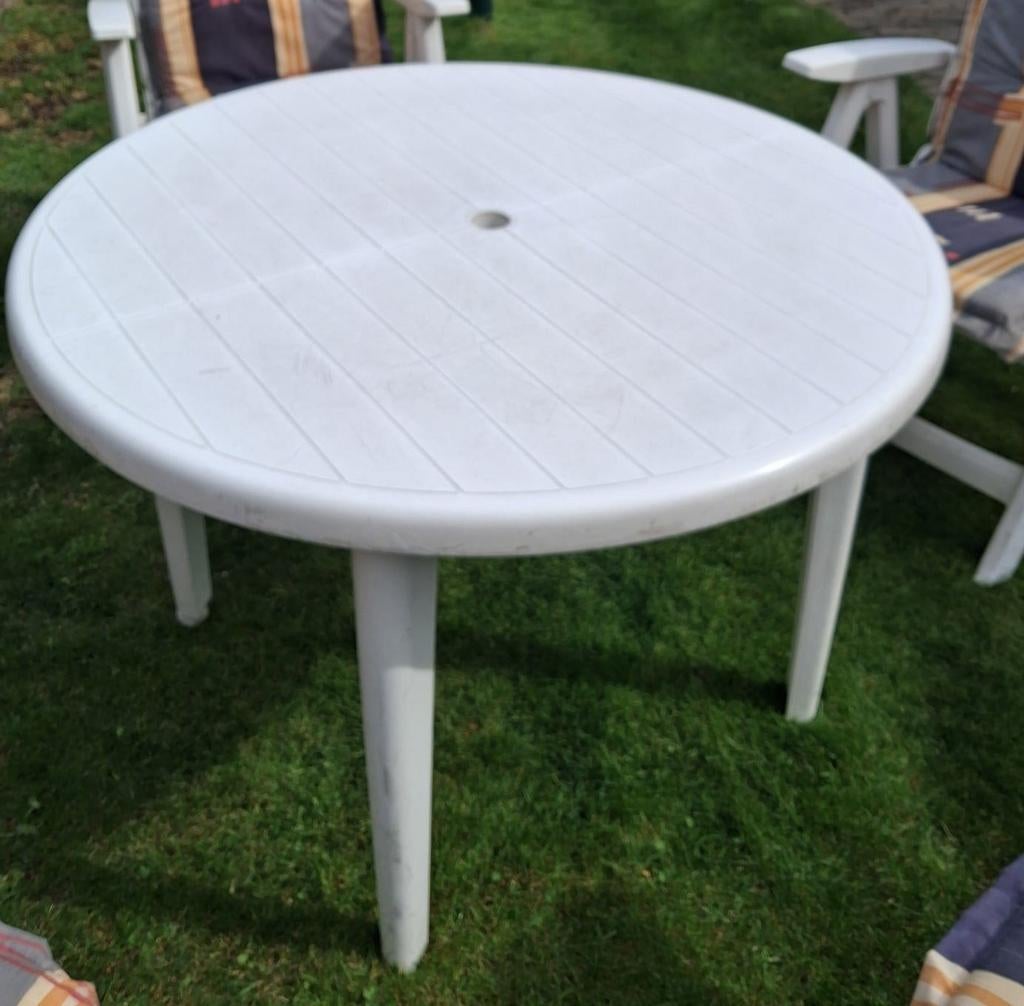 Hartman, witte ronde tafel., Ophalen, Gebruikt, Rond, Kunststof