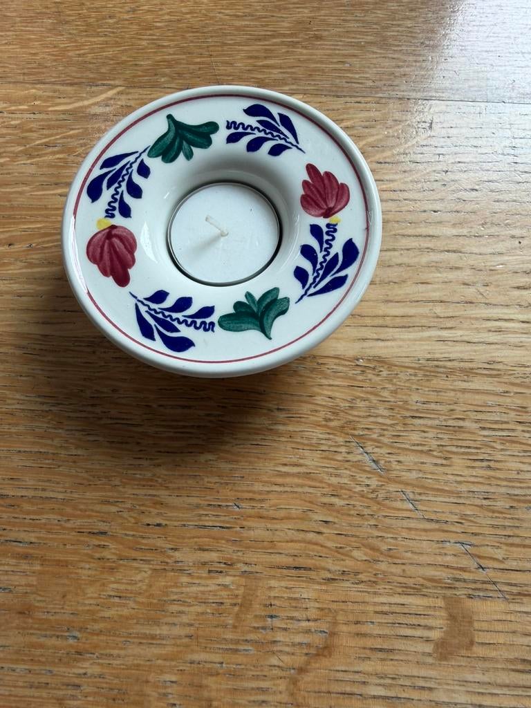 Waxinelichtje, boerenbont, Overige typen, Ophalen of Verzenden, Zo goed als nieuw, Aardewerk