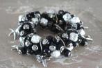 rekbaren armband zwart zilveren kralen, Ophalen of Verzenden, Gebruikt, Zwart, Zilver