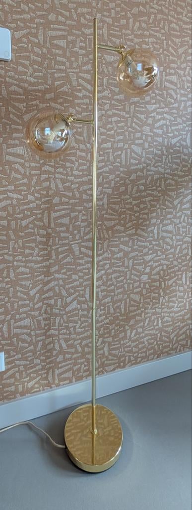 Staande lamp goud, Huis en Inrichting, Lampen | Vloerlampen, Ophalen, 150 tot 200 cm