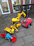 Speelgoed / zandbak voertuigen: graafmachine, brandweerauto, Ophalen, Gebruikt