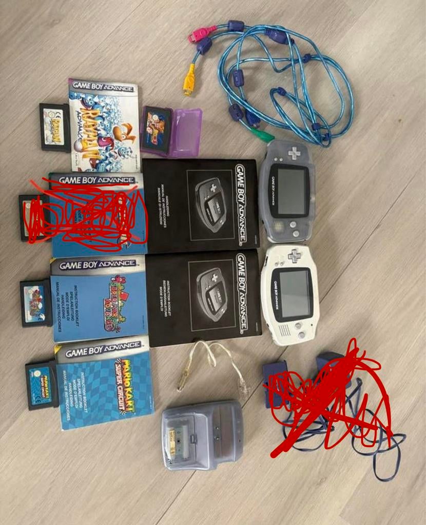 Nintendo Game Boy Advance 2x + spellen + accesoires, Gebruikt, Racen en Vliegen, 2 spelers, Ophalen of Verzenden