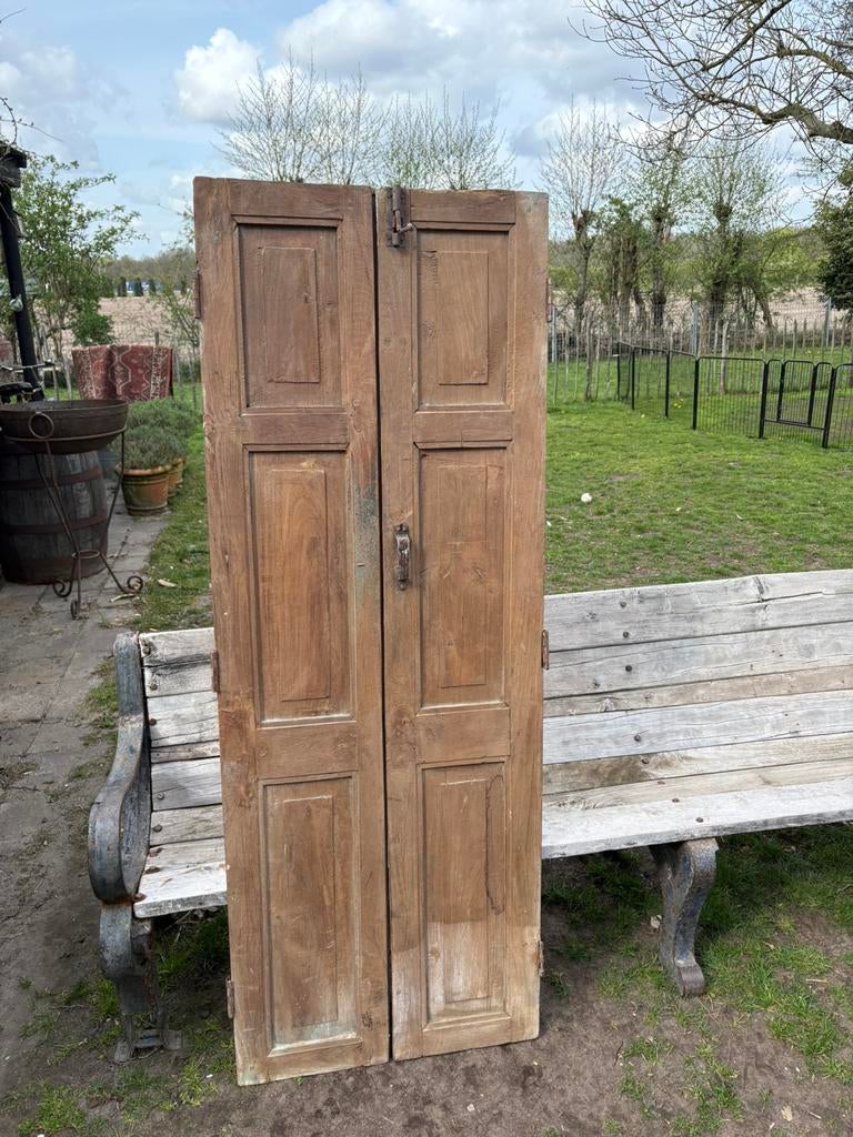 Set paneeldeuren oud teakhout, Huis en Inrichting, Woonaccessoires | Wanddecoraties, Ophalen, Gebruikt, Hout, Nvt