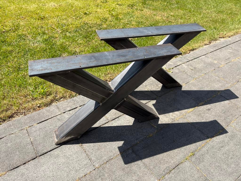 Set stalen tafelpoten - X-vorm / 44cm hoog, 63cm breed, Ophalen, Tafelpoot, 50 tot 100 cm, Nieuw