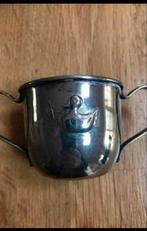 Verzilverde geboortebeker met eendje, Ophalen of Verzenden, Gebruikt