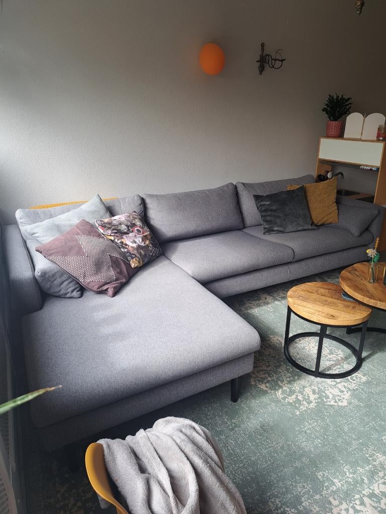 Grijze chaise longue hoekbank loungebank, Ophalen, Gebruikt