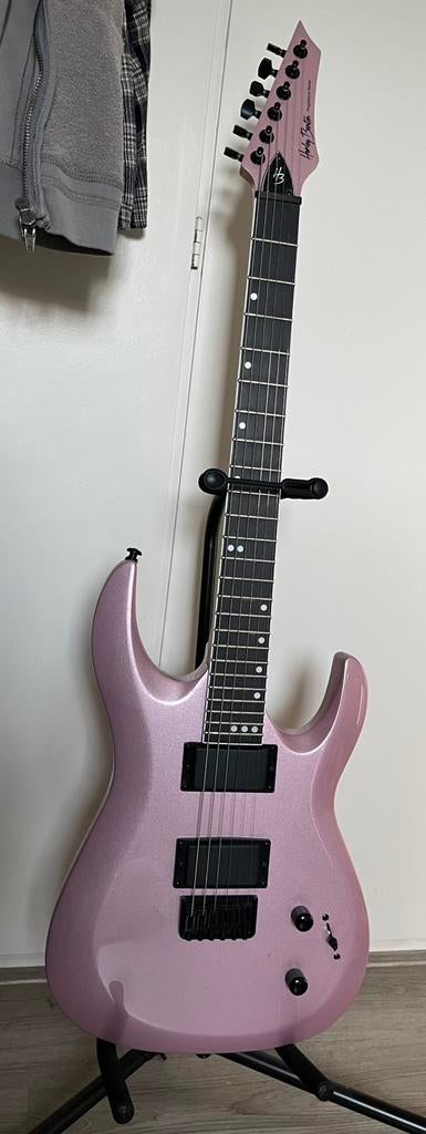 (SET) Harley Benton R-446 Plum Metallic Elektrische Gitaar, Met versterker, Zo goed als nieuw, Solid body, Ophalen