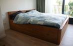 Teak houten tweepersoonsbed, Ophalen, Bruin, Tweepersoons, 180 cm