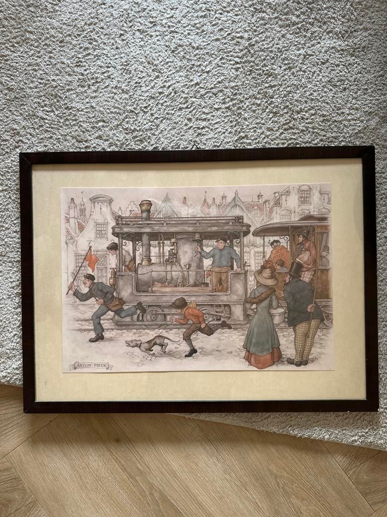 Anton Pieck Prent 'De Stoomtram', Antiek en Kunst, Kunst | Tekeningen en Foto's, Ophalen