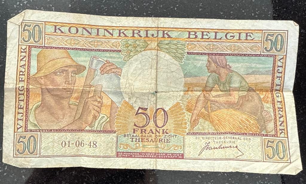 Belgisch biljet 50 Frank 1948 - Koninkrijk België, Postzegels en Munten, Bankbiljetten | België, Ophalen, Los biljet