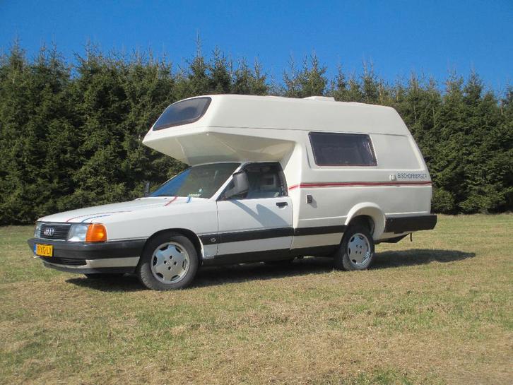 Audi 100 1983 Wit/Audi Bischofberger camper/Camperlife, Auto's, Audi, Particulier, LPG, Geïmporteerd, Wit