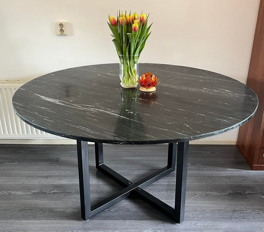 Marmeren eettafel 100% marmer, Huis en Inrichting, Tafels | Eettafels, Ophalen, Overige materialen, Rond, Zo goed als nieuw