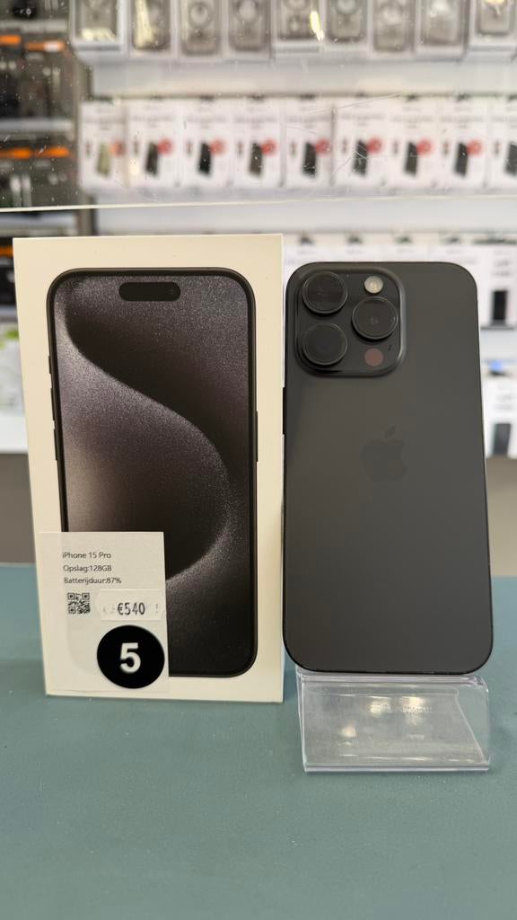 iPhone 15 Pro 128GB Black (5), Ophalen, Apple, Zwart, Zo goed als nieuw
