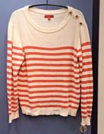 Guess trui ecru / zalm roze gestreept gouden knopen XL 47114