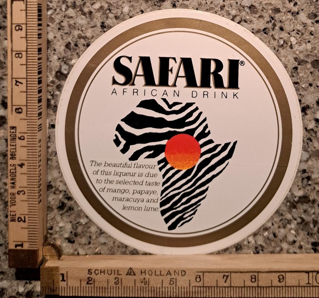 Vintage sticker African drink Safari sterke drank logo merk, Verzamelen, Stickers, Zo goed als nieuw, Ophalen of Verzenden