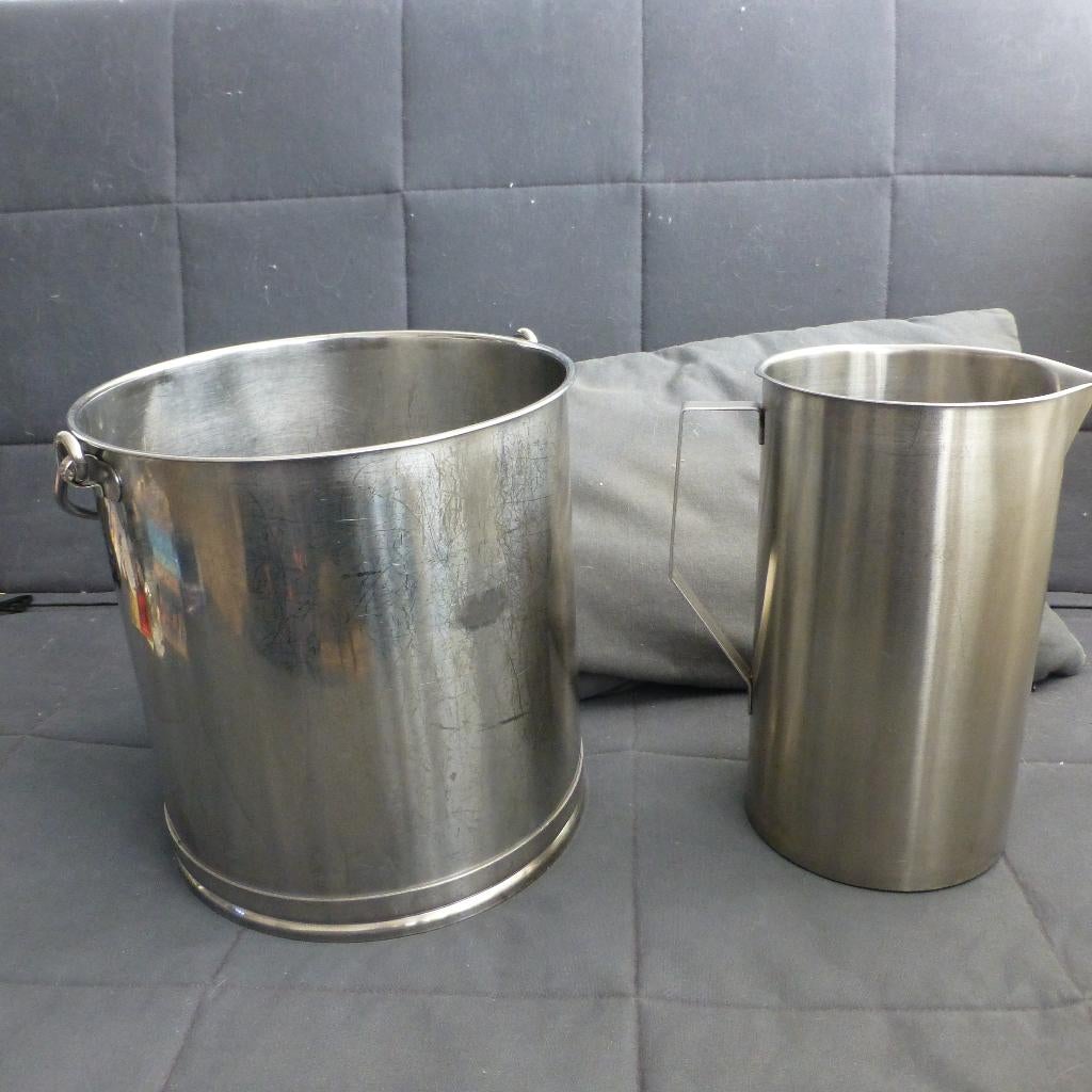 Roestvrij stalen emmer en maatkan, Ophalen of Verzenden, Metaal, Overige merken, Overige typen