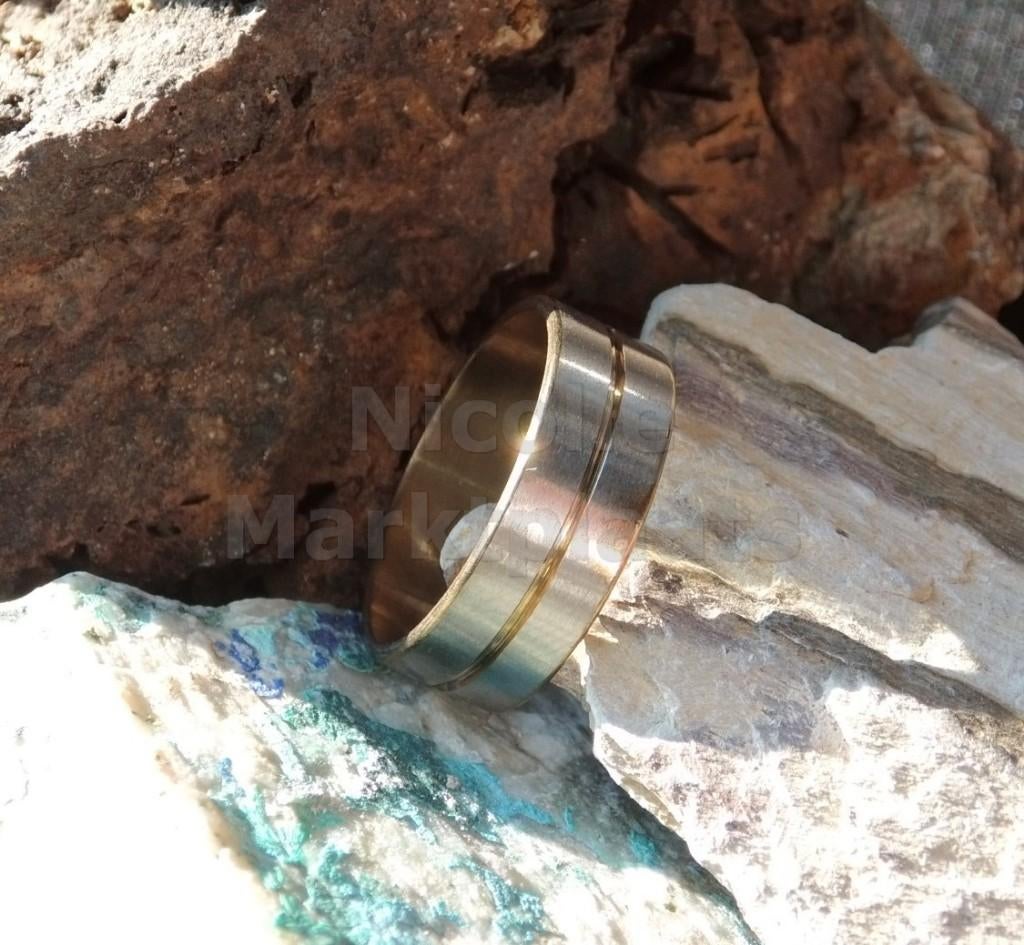 RVS Ring zilver/goud Nr 4. (804), Nieuw, Ophalen of Verzenden, Dame, Zilver