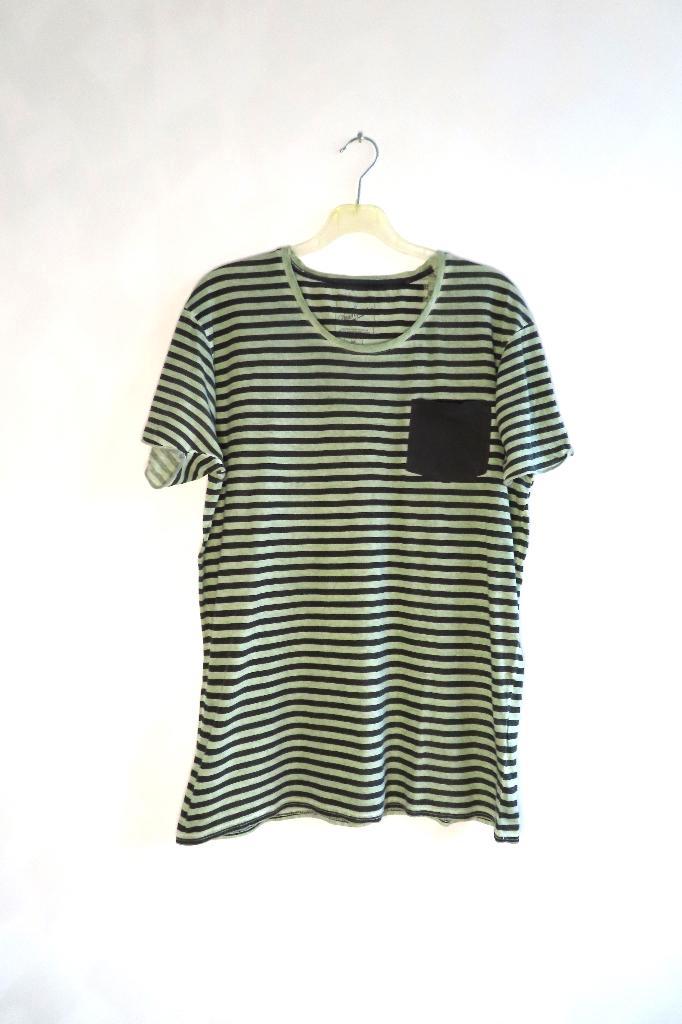 T-Shirt Streep Groen Zwart Stangata mt M (G49), Kleding | Heren, T-shirts, Zo goed als nieuw, Maat 48/50 (M), Zwart, Ophalen of Verzenden