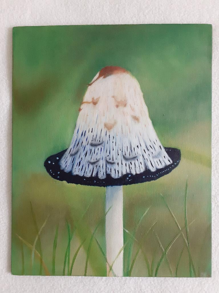 Olieverf schilderijtje van inktzwam, Antiek en Kunst, Ophalen of Verzenden