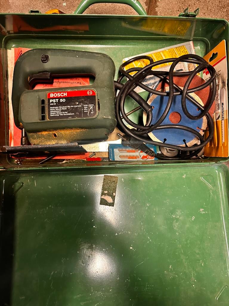 Bosch PST 50 decoupeerzaag 350W – incl. koffer, zaagbladen e, Ophalen, Zo goed als nieuw, Minder dan 600 watt, Bandschuurmachine