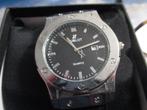 HUBLOT FUSION QUARTZ 3 ATM DATUM ZWARTE LEREN GESPBAND +BOX., Leer, Polshorloge, Nieuw, Ophalen of Verzenden