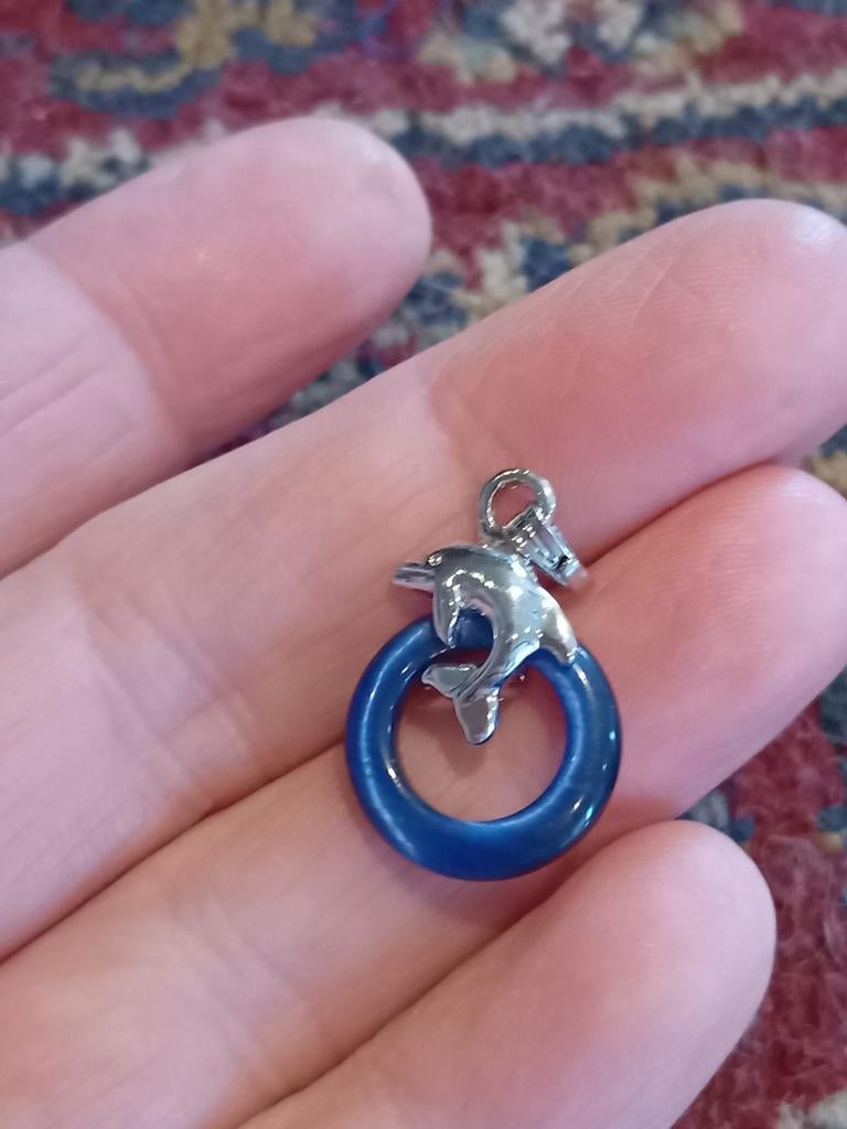 Mooie kleine edelsteen dolfijn bedel, Overige merken, Nieuw, 1 bedel, Edelsteen