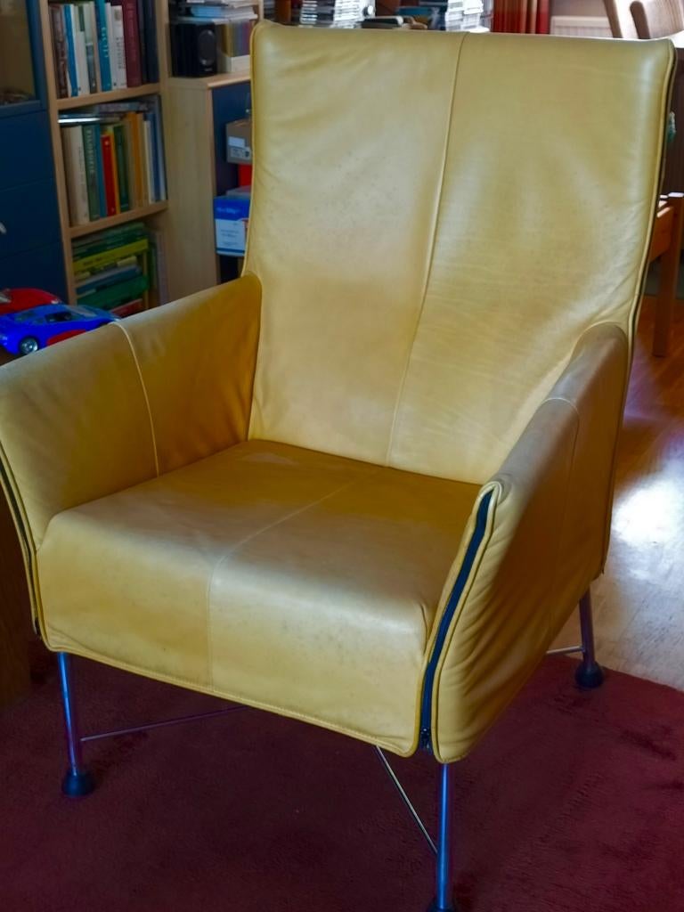 Montis Charly Fauteuil Geel, Huis en Inrichting, Fauteuils, Ophalen, Gebruikt, Leer, 50 tot 75 cm