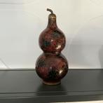Vintage Cloisonné Kalebas Vaas - Rood/Zwart Bloemenpatroon, Ophalen of Verzenden