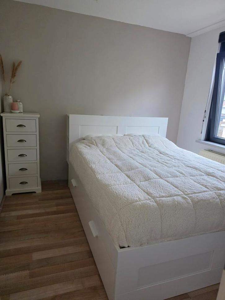 Brimnes 160x200 incl. opberglades, bedeinde, lattenbodem, Huis en Inrichting, Slaapkamer | Bedden, Gebruikt, Tweepersoons, 160 cm