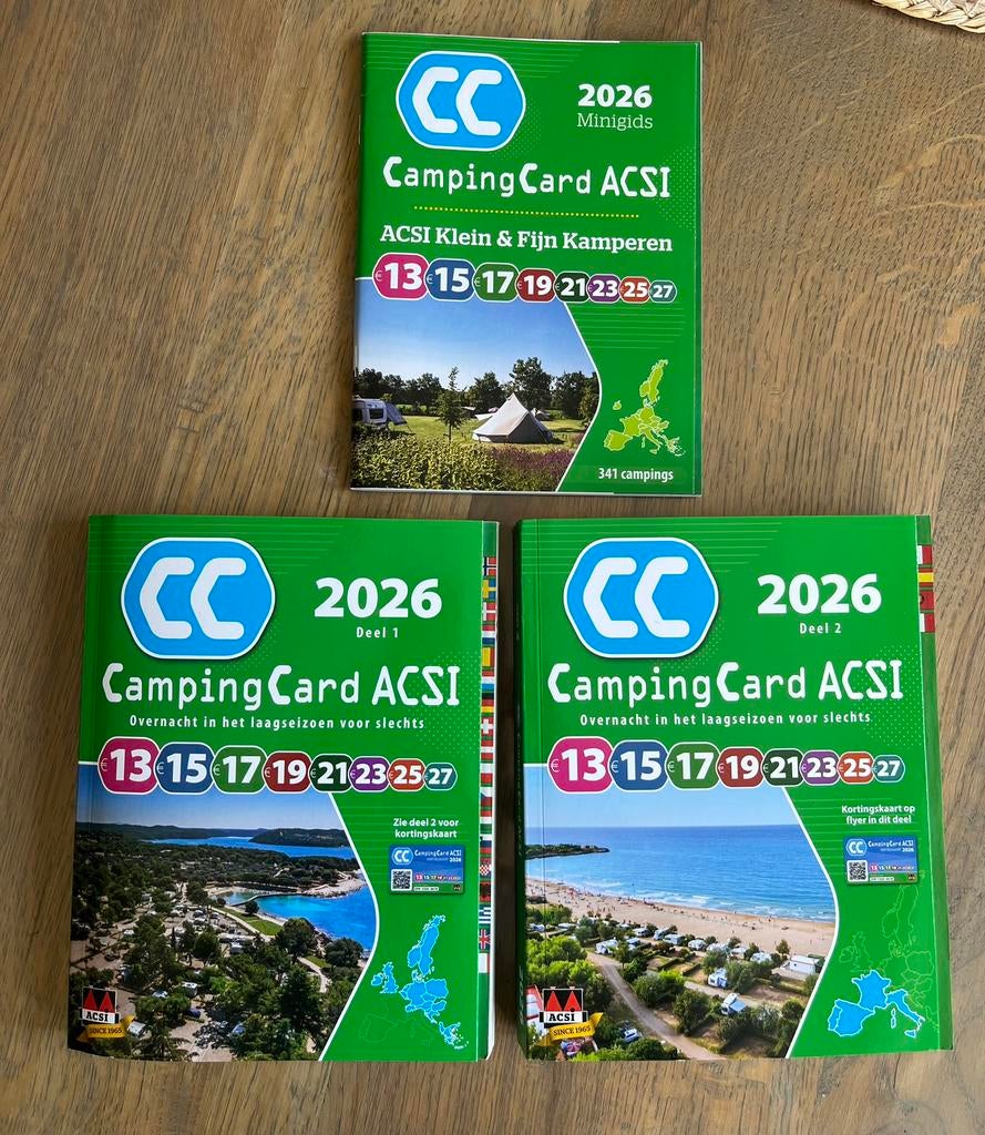 CampingCard ACSI boekjes 2026 deel 1 en 2 excl kortingskaart, Overige merken, Europa, Nieuw, Ophalen of Verzenden