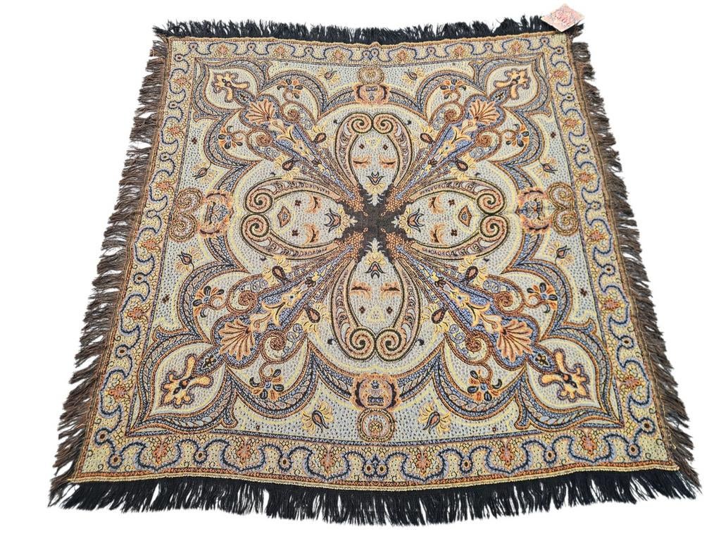 Vintage Paisley Wollen tafelkleed Worteldoek retro 84x85cm, Crème, Gebruikt, 50 tot 100 cm, HYPE POP-UP