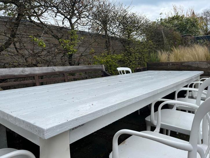 Jorg steigerhout tafel wit gelakt, Huis en Inrichting, Tafels | Eettafels, Gebruikt, 50 tot 100 cm, 200 cm of meer, Rechthoekig