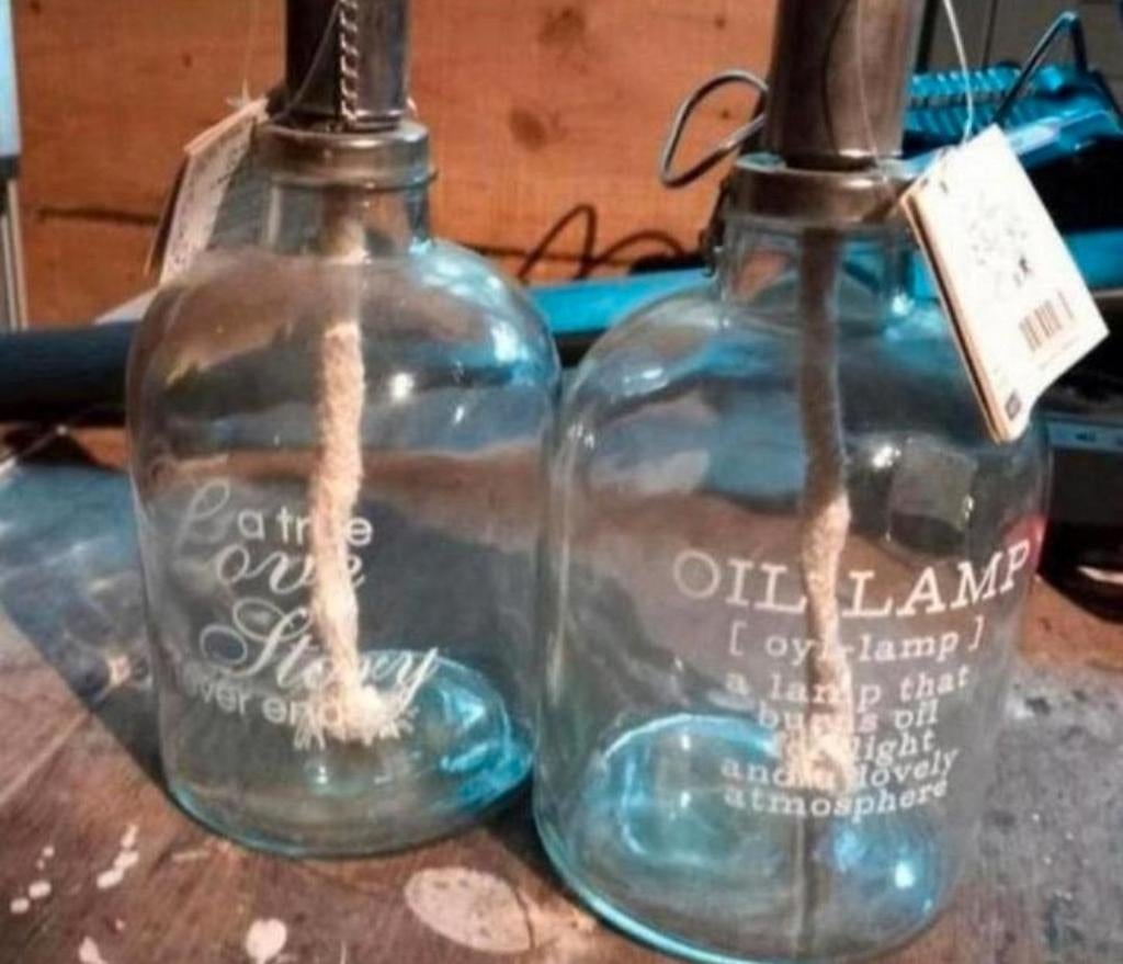 Set van 2 decoratieve olielampen - Glas & Metaal, Ophalen of Verzenden, Nieuw, Decoratief, Sfeervol