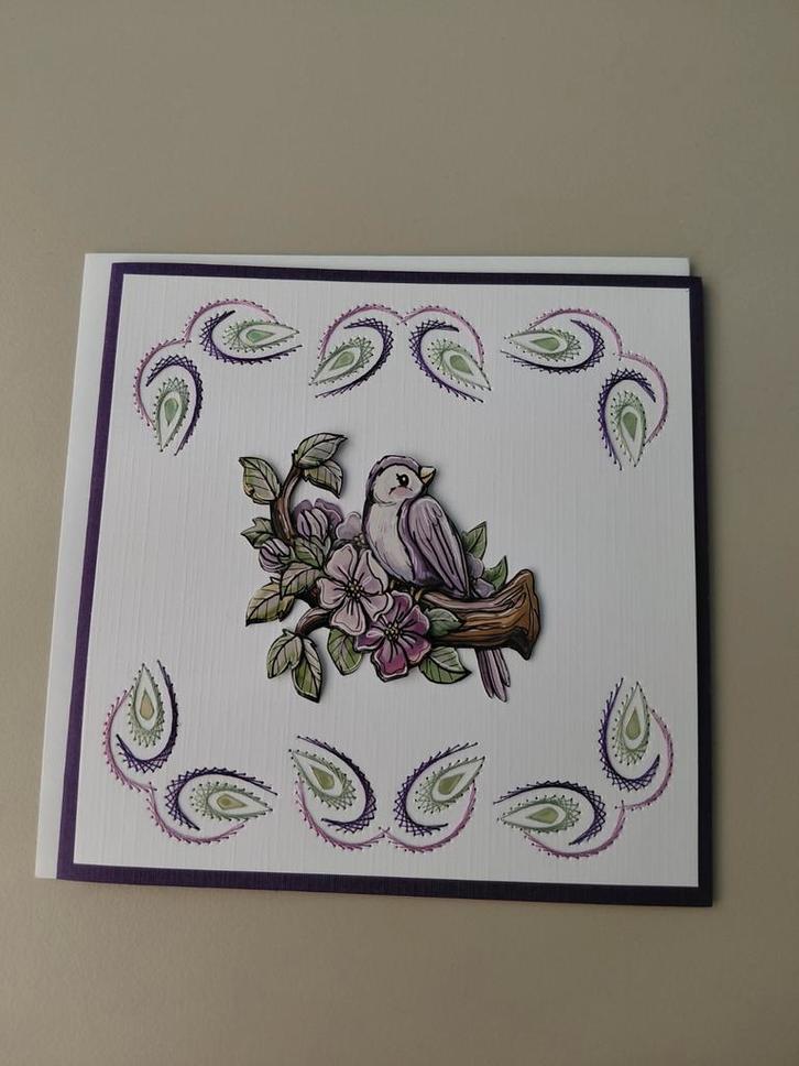 Handgemaakte kaart met vogel en bloesem, Hobby en Vrije tijd, Kaarten | Zelfgemaakt, Nieuw, Natuur, Ophalen of Verzenden
