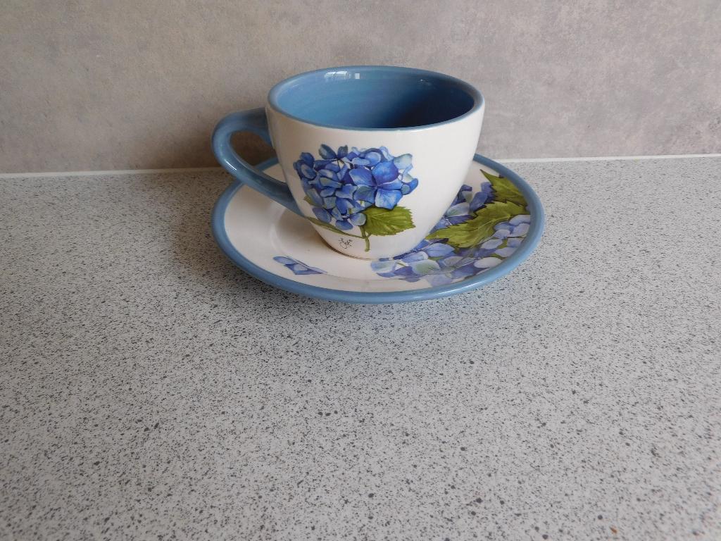 Kop en Schotel Hortensia JET by ter Steege, Huis en Inrichting, Keuken | Servies, Ophalen of Verzenden, Zo goed als nieuw, Overige stijlen