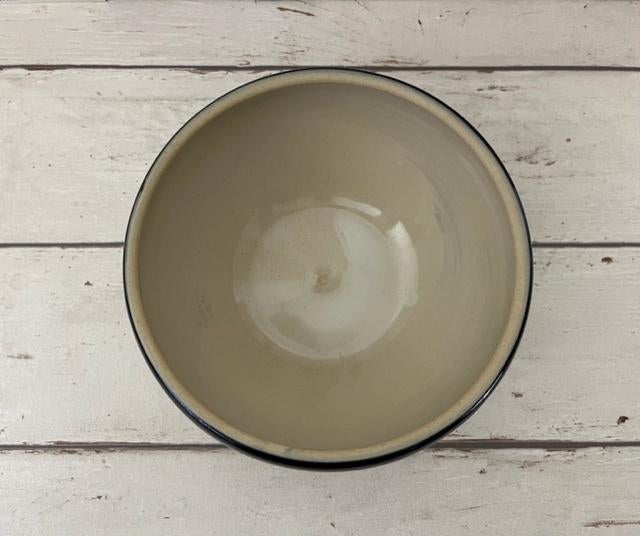 Digoin Sarreguemines grès kom beslagkom met zwarte rand, Ophalen of Verzenden