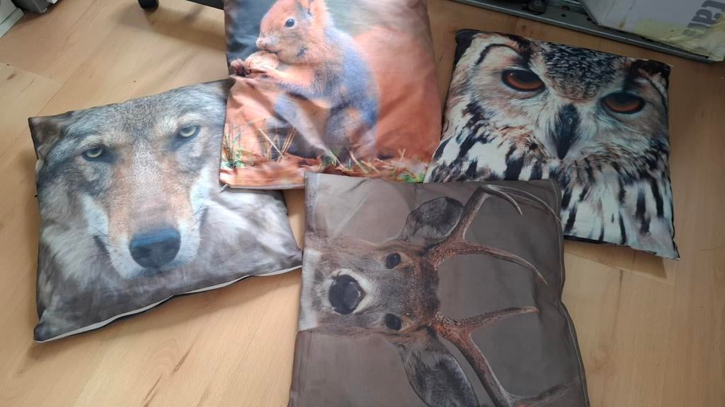 4 kussens met dierenpatroon, Huis en Inrichting, Ophalen