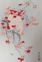 Chinese houtsnede met blinddruk aapje, Antiek en Kunst, Kunst | Etsen en Gravures, Ophalen of Verzenden