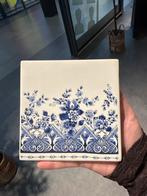 Heinen Delfts Blauw Tegel met Bloemmotief, Ophalen of Verzenden