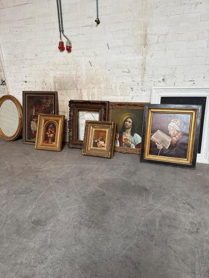 8 schilderijen en lijsten, Antiek en Kunst, Kunst | Schilderijen | Klassiek, Ophalen