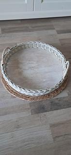 Decoratieve rieten schaal/mand, wit en naturel, Ophalen